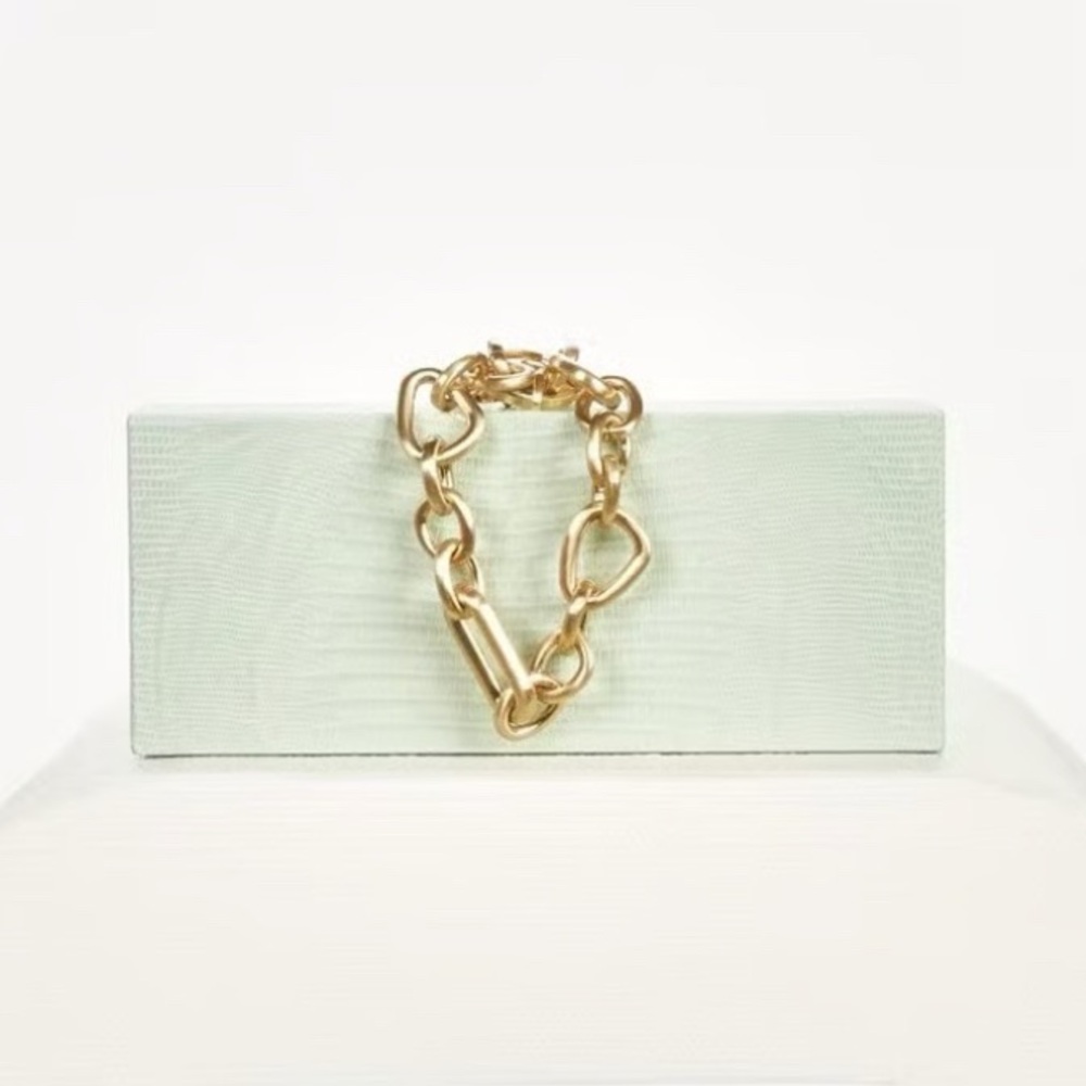 Cult Gaia Calla Wristlet Clutch with gold chain handle. - Picture 2 of 12